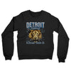 Detroit Football Throwback Mascot Midweight French Terry Crewneck Sweatshirt-Black-Allegiant Goods Co. Vintage Sports Apparel