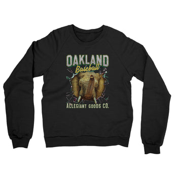 Oakland Baseball Throwback Mascot Midweight French Terry Crewneck Sweatshirt-Allegiant Goods Co. Vintage Sports Apparel