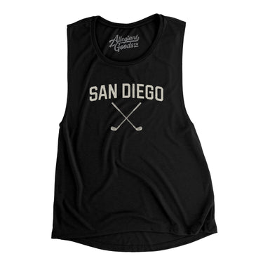 San Diego Golf Women's Flowey Scoopneck Muscle Tank-Black-Allegiant Goods Co. Vintage Sports Apparel