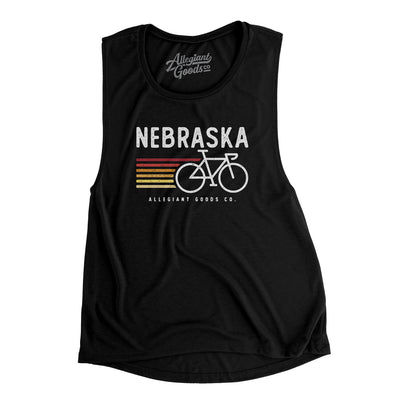 Nebraska Cycling Women's Flowey Scoopneck Muscle Tank-Black-Allegiant Goods Co. Vintage Sports Apparel