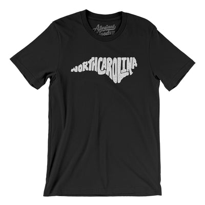 North Carolina State Shape Text Men/Unisex T-Shirt-Black-Allegiant Goods Co. Vintage Sports Apparel