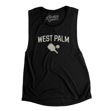 West Palm Pickleball Women's Flowey Scoopneck Muscle Tank-Black-Allegiant Goods Co. Vintage Sports Apparel