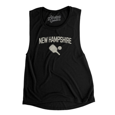 New Hampshire Pickleball Women's Flowey Scoopneck Muscle Tank-Black-Allegiant Goods Co. Vintage Sports Apparel