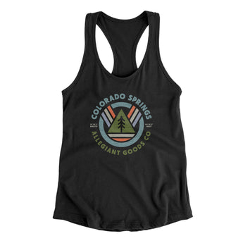 Colorado Springs Retro Badge Women's Racerback Tank-Black-Allegiant Goods Co. Vintage Sports Apparel