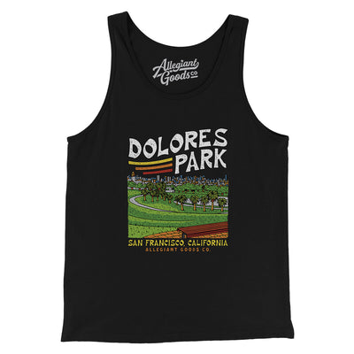 Dolores Park Men/Unisex Tank Top-Black-Allegiant Goods Co. Vintage Sports Apparel