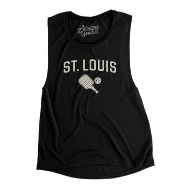 St. Louis Pickleball Women's Flowey Scoopneck Muscle Tank-Black-Allegiant Goods Co. Vintage Sports Apparel