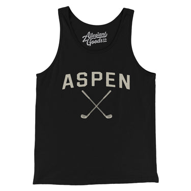 Aspen Golf Men/Unisex Tank Top-Black-Allegiant Goods Co. Vintage Sports Apparel