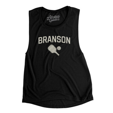 Branson Pickleball Women's Flowey Scoopneck Muscle Tank-Black-Allegiant Goods Co. Vintage Sports Apparel