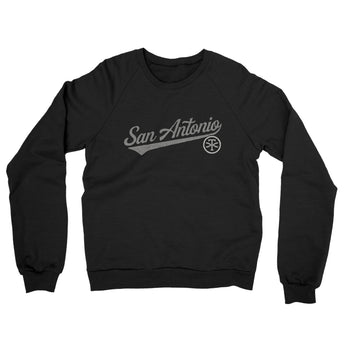 San Antonio Vintage Script Midweight French Terry Crewneck Sweatshirt-Black-Allegiant Goods Co. Vintage Sports Apparel