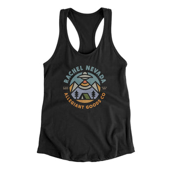 Rachel Nevada Retro Badge Women's Racerback Tank-Black-Allegiant Goods Co. Vintage Sports Apparel