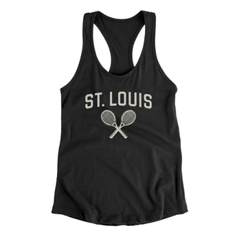 St. Louis Tennis Women's Racerback Tank-Black-Allegiant Goods Co. Vintage Sports Apparel