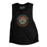 Salida Colorado Retro Badge Women's Flowey Scoopneck Muscle Tank-Black-Allegiant Goods Co. Vintage Sports Apparel
