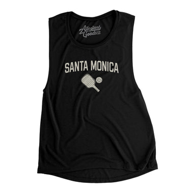 Santa Monica Pickleball Women's Flowey Scoopneck Muscle Tank-Black-Allegiant Goods Co. Vintage Sports Apparel