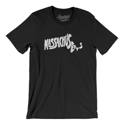 Massachusetts State Shape Text Men/Unisex T-Shirt-Black-Allegiant Goods Co. Vintage Sports Apparel