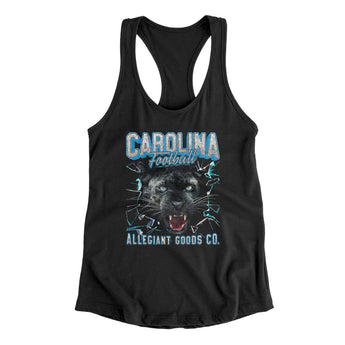 Carolina Football Throwback Mascot Women's Racerback Tank-Black-Allegiant Goods Co. Vintage Sports Apparel