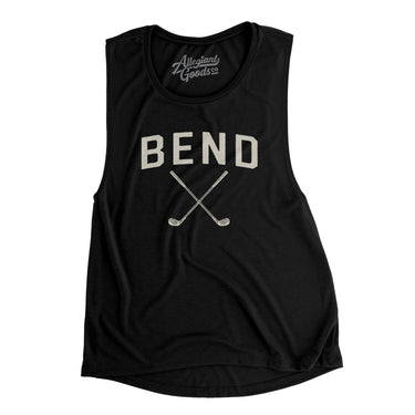 Bend Golf Women's Flowey Scoopneck Muscle Tank-Black-Allegiant Goods Co. Vintage Sports Apparel
