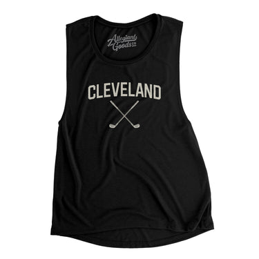 Cleveland Golf Women's Flowey Scoopneck Muscle Tank-Black-Allegiant Goods Co. Vintage Sports Apparel