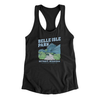 Belle Isle Park Women's Racerback Tank-Black-Allegiant Goods Co. Vintage Sports Apparel