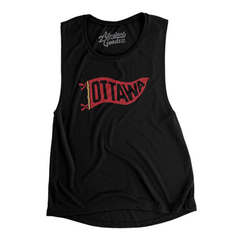 Ottawa Pennant Women's Flowey Scoopneck Muscle Tank-Black-Allegiant Goods Co. Vintage Sports Apparel