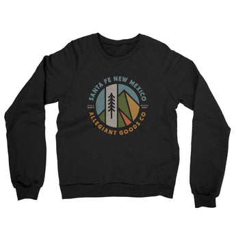 Santa Fe New Mexico Retro Badge Midweight French Terry Crewneck Sweatshirt-Black-Allegiant Goods Co. Vintage Sports Apparel