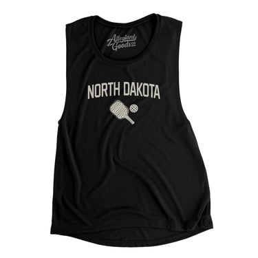 North Dakota Pickleball Women's Flowey Scoopneck Muscle Tank-Black-Allegiant Goods Co. Vintage Sports Apparel