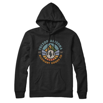 Tucson Arizona Retro Badge Hoodie-Black-Allegiant Goods Co. Vintage Sports Apparel