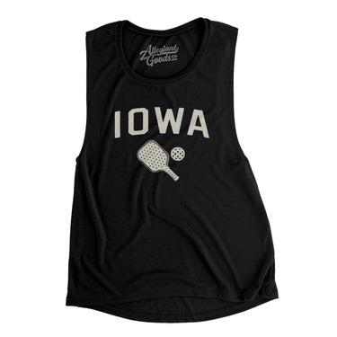 Iowa Pickleball Women's Flowey Scoopneck Muscle Tank-Black-Allegiant Goods Co. Vintage Sports Apparel