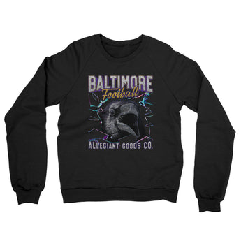 Baltimore Football Throwback Mascot Midweight French Terry Crewneck Sweatshirt-Allegiant Goods Co. Vintage Sports Apparel