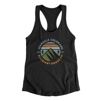 Leadville Colorado Retro Badge Women's Racerback Tank-Black-Allegiant Goods Co. Vintage Sports Apparel