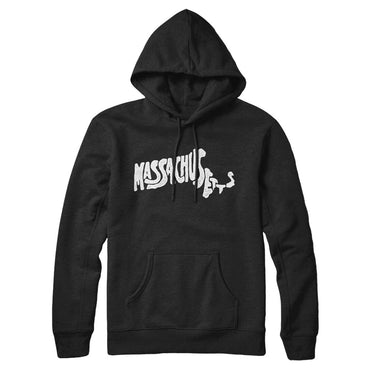 Massachusetts State Shape Text Hoodie-Allegiant Goods Co. Vintage Sports Apparel