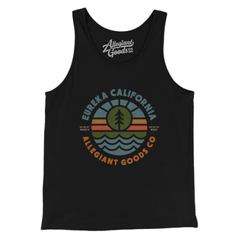 Eureka California Retro Badge Men/Unisex Tank Top-Black-Allegiant Goods Co. Vintage Sports Apparel