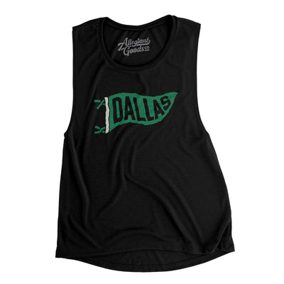 Dallas Pennant Women's Flowey Scoopneck Muscle Tank-Black-Allegiant Goods Co. Vintage Sports Apparel