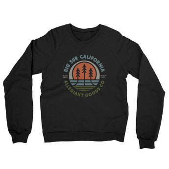 Big Sur California Retro Badge Midweight French Terry Crewneck Sweatshirt-Black-Allegiant Goods Co. Vintage Sports Apparel
