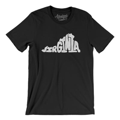 Virginia State Shape Text Men/Unisex T-Shirt-Black-Allegiant Goods Co. Vintage Sports Apparel