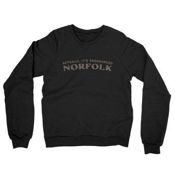 Actually It's Pronounced Norfolk Midweight French Terry Crewneck Sweatshirt-Black-Allegiant Goods Co. Vintage Sports Apparel
