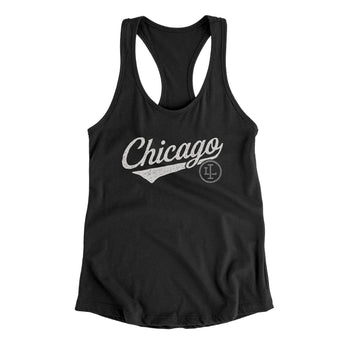 Chicago Vintage Script Women's Racerback Tank-Allegiant Goods Co. Vintage Sports Apparel