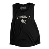 Virginia Pickleball Women's Flowey Scoopneck Muscle Tank-Black-Allegiant Goods Co. Vintage Sports Apparel