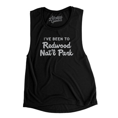 I've Been To Redwood National Park Women's Flowey Scoopneck Muscle Tank-Black-Allegiant Goods Co. Vintage Sports Apparel