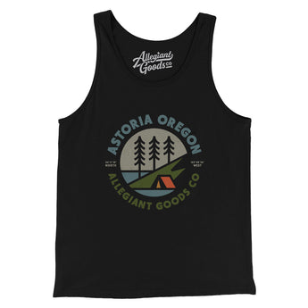 Astoria Oregon Retro Badge Men/Unisex Tank Top-Black-Allegiant Goods Co. Vintage Sports Apparel