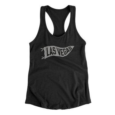 Las Vegas Pennant Women's Racerback Tank-Black-Allegiant Goods Co. Vintage Sports Apparel