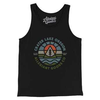 Crater Lake Oregon Retro Badge Men/Unisex Tank Top-Black-Allegiant Goods Co. Vintage Sports Apparel
