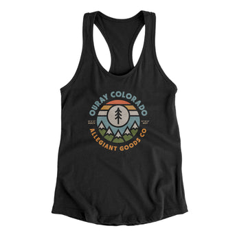Ouray Colorado Retro Badge Women's Racerback Tank-Black-Allegiant Goods Co. Vintage Sports Apparel