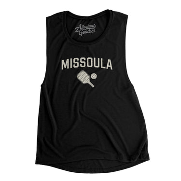 Missoula Pickleball Women's Flowey Scoopneck Muscle Tank-Black-Allegiant Goods Co. Vintage Sports Apparel