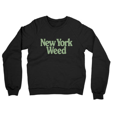 New York Weed Midweight French Terry Crewneck Sweatshirt-Black-Allegiant Goods Co. Vintage Sports Apparel