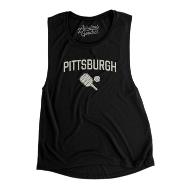 Pittsburgh Pickleball Women's Flowey Scoopneck Muscle Tank-Black-Allegiant Goods Co. Vintage Sports Apparel