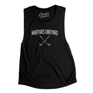 Martha's Vineyard Golf Women's Flowey Scoopneck Muscle Tank-Black-Allegiant Goods Co. Vintage Sports Apparel