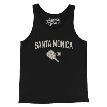 Santa Monica Pickleball Men/Unisex Tank Top-Black-Allegiant Goods Co. Vintage Sports Apparel