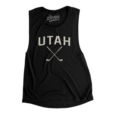 Utah Golf Women's Flowey Scoopneck Muscle Tank-Black-Allegiant Goods Co. Vintage Sports Apparel