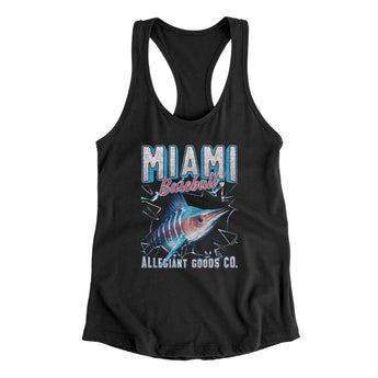 Miami Baseball Throwback Mascot Women's Racerback Tank-Allegiant Goods Co. Vintage Sports Apparel