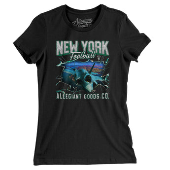 New York Football Throwback Mascot Women's T-Shirt-Allegiant Goods Co. Vintage Sports Apparel